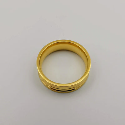 Wedding Band Ring - Engraved Design - 24K Yellow Gold Plate - Offer Hunts