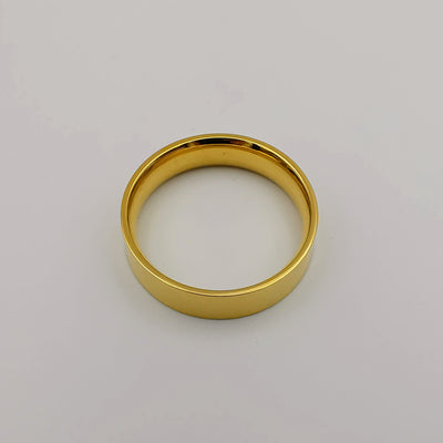 Wedding Band Ring - Flat Shaped - 24K Yellow Gold Plate - Offer Hunts