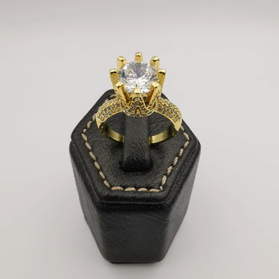 Princess Simulated Diamond Ring - 24K Yellow Gold Plate - Offer Hunts