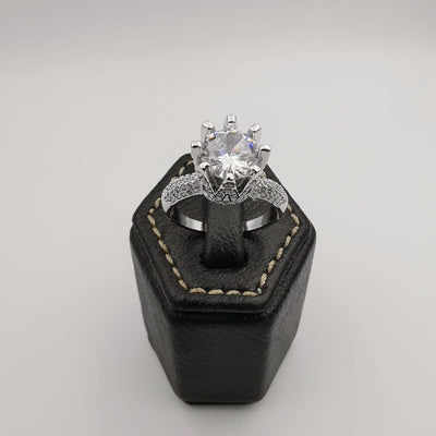 Princess Simulated Diamond Ring - 24K White Gold Plate - Offer Hunts