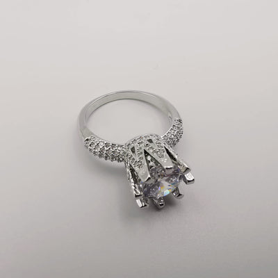 Princess Simulated Diamond Ring - 24K White Gold Plate - Offer Hunts