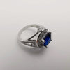 Tanzanite Blue Gem Ring - 24K White Gold Plate - Offer Hunts