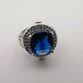 Tanzanite Blue Gem Ring - 24K White Gold Plate - Offer Hunts