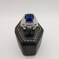 Tanzanite Blue Gem Ring - 24K White Gold Plate - Offer Hunts
