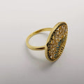 Round Colorful Stone Ring - 24K Gold Plate - Offer Hunts