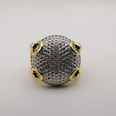 Round Silver Head Ring - 24K Gold Plate - Offer Hunts