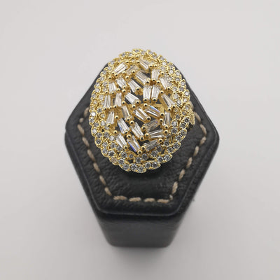 Oval Clear Crystal Ring - 24K Gold Plate - Offer Hunts