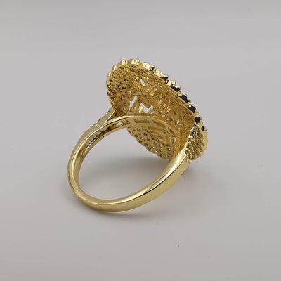 Oval Clear Crystal Ring - 24K Gold Plate - Offer Hunts