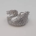 Swan Ring Adjustable Size - 24K White Gold Plate - Offer Hunts