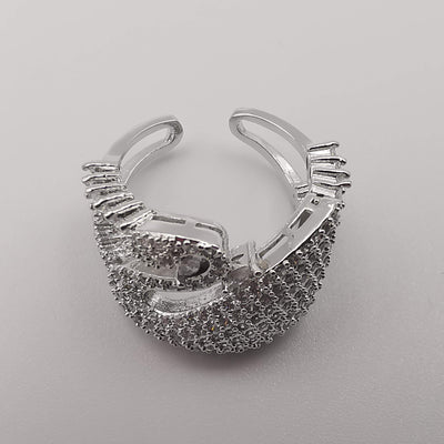 Swan Ring Adjustable Size - 24K White Gold Plate - Offer Hunts