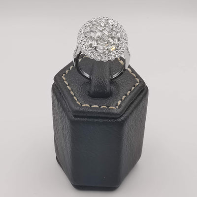 Oval Clear Crystal Ring - 24K White Gold Plate - Offer Hunts