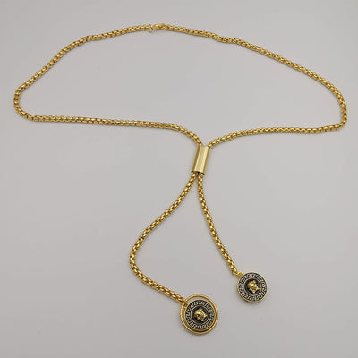 24K Gold Plated Versac.e Dual Danglers Necklace - Offer Hunts