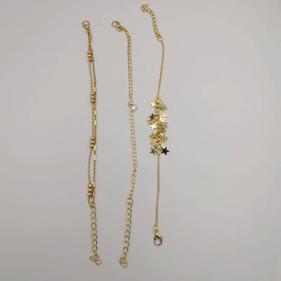 [3 Anklet Set] Star Design - Golden and Silver - Offer Hunts