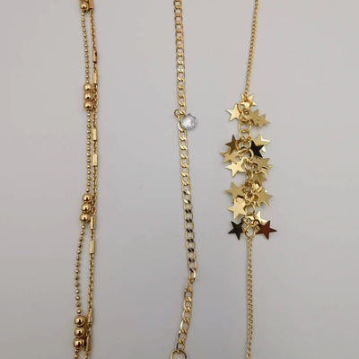 [3 Anklet Set] Star Design - Golden and Silver - Offer Hunts