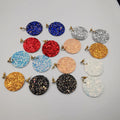Round Glitter Earrings With Crystal - Handmade - 8 Colors - Offer Hunts