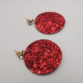 Round Glitter Earrings With Crystal - Handmade - 8 Colors - Offer Hunts