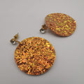 Round Glitter Earrings With Crystal - Handmade - 8 Colors - Offer Hunts