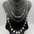 Obsidian 5 Layer Necklace - Golden and Silver - Offer Hunts