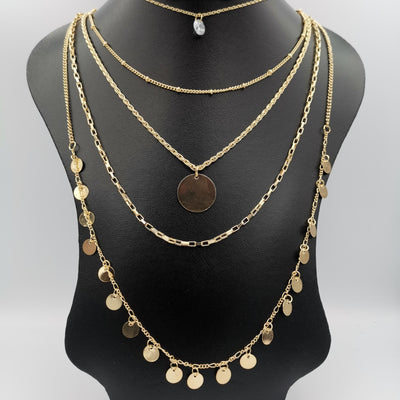 Crystal Desire 5 Layer Necklace - Golden and Silver - Offer Hunts