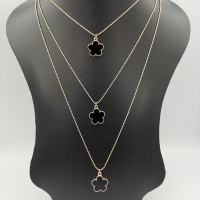 Five Petal 3 Layer Necklace - Golden, Rose Gold and Silver - Offer Hunts