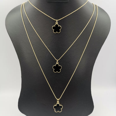Five Petal 3 Layer Necklace - Golden, Rose Gold and Silver - Offer Hunts