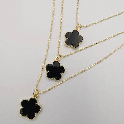 Five Petal 3 Layer Necklace - Golden, Rose Gold and Silver - Offer Hunts