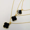 Van Cl.eef Four Petal 3 Layer Necklace - Golden, Rose Gold and Silver - Offer Hunts