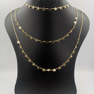 Star Small Size Danglers 3 Layer Necklace - Golden, Rose Gold and Silver - Offer Hunts