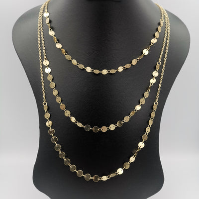 Round Small Size Danglers 3 Layer Necklace - Golden, Rose Gold and Silver - Offer Hunts