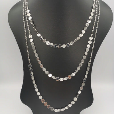 Round Small Size Danglers 3 Layer Necklace - Golden, Rose Gold and Silver - Offer Hunts