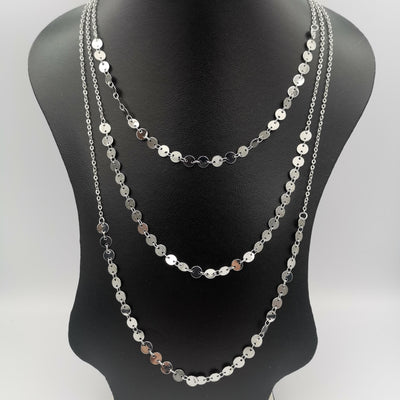 Round Small Size Danglers 3 Layer Necklace - Golden, Rose Gold and Silver - Offer Hunts