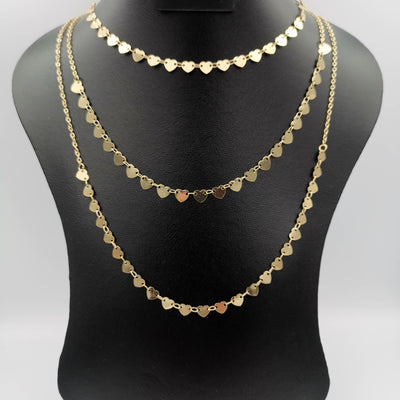 Heart Small Size Danglers 3 Layer Necklace - Golden, Rose Gold and Silver - Offer Hunts