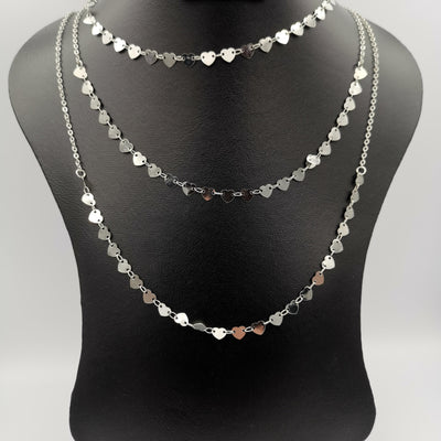 Heart Small Size Danglers 3 Layer Necklace - Golden, Rose Gold and Silver - Offer Hunts