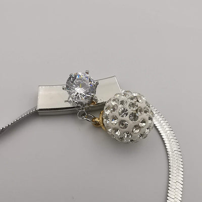 Crystal Ball 3 Layer Necklace - Golden and Silver - Offer Hunts