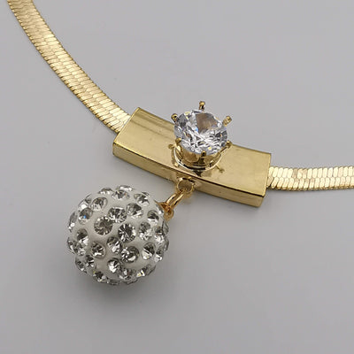 Crystal Ball 3 Layer Necklace - Golden and Silver - Offer Hunts