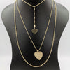 Double Heart 3 Layer Necklace - Golden - Offer Hunts