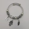 Silver Charm Bracelet [Feather + Elephant + Peace] - Adjustable Size - Offer Hunts