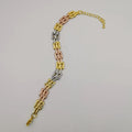 24K Gold Plated Square Chain Bracelet - Tri-Colored - Offer Hunts