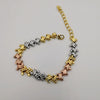 24K Gold Plated Hex Chain Bracelet - Tri-Colored - Offer Hunts