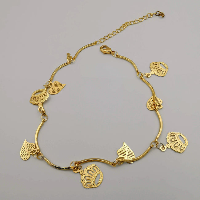 18K Gold Plated Crown Heart Anklet - Offer Hunts