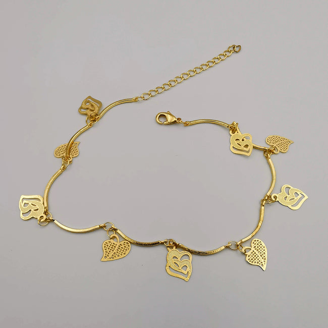 18K Gold Plated Double Hearted Anklet - Offer Hunts