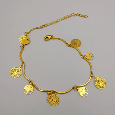 18K Gold Plated Versac.e Tree of Life Anklet - Offer Hunts