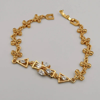 24K Gold Plated Clear Cross Bracelet - CD - Offer Hunts