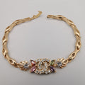 24K Gold Plated ChaneI Colorful Crystal Bracelet - CD - Offer Hunts