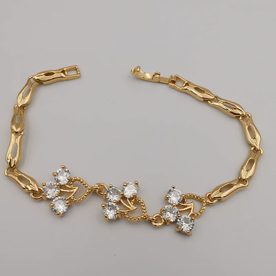 24K Gold Plated 9 Diamond Bracelet - CD - Offer Hunts