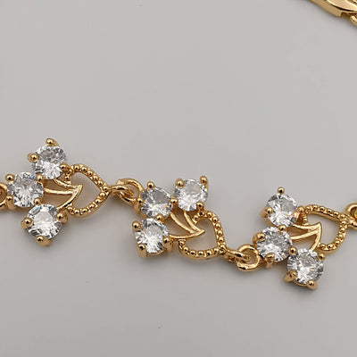 24K Gold Plated 9 Diamond Bracelet - CD - Offer Hunts