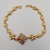 24K Gold Plated Tri-Flower Colorful Crystal Bracelet - CD - Offer Hunts