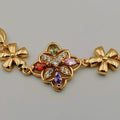 24K Gold Plated Tri-Flower Colorful Crystal Bracelet - CD - Offer Hunts
