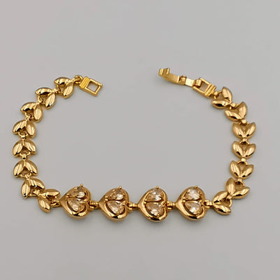 24K Gold Plated Diamond Heart Bracelet - CD - Offer Hunts