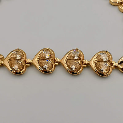 24K Gold Plated Diamond Heart Bracelet - CD - Offer Hunts